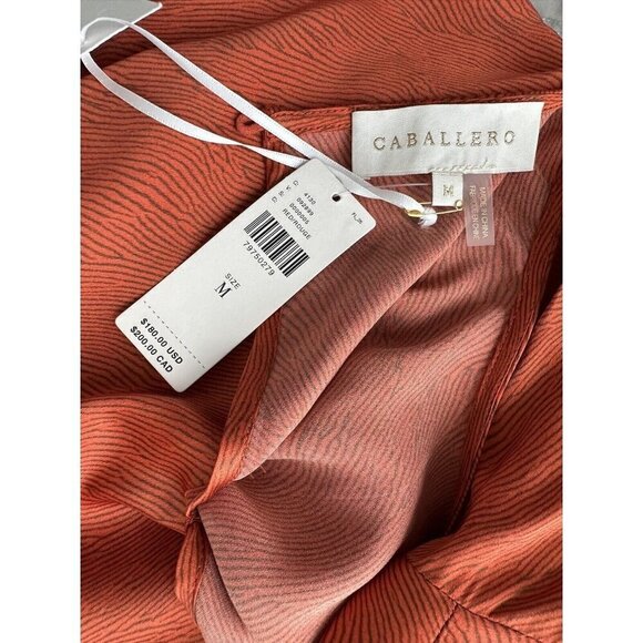 NWT Anthropologie Caballero Long-Sleeve Dress M $180 Orange Black Blouson - Picture 9 of 10